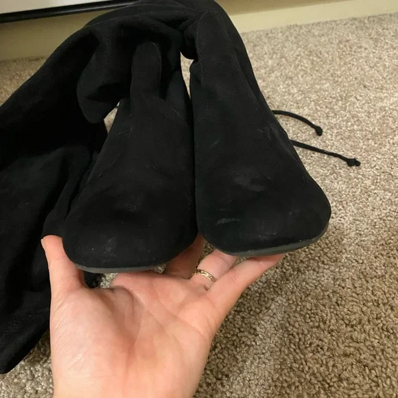 Francesca’s | Black Faux Suede Over the Knee Heeled Boots. - Picture 4 of 11